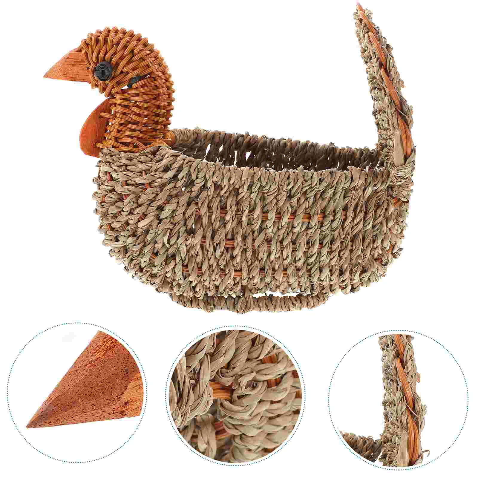 

Basket Storage Woven Rattan Baskets Wicker Fruit Bread Turkey Organizer Straw Serving Home Flower Hand Chicken House