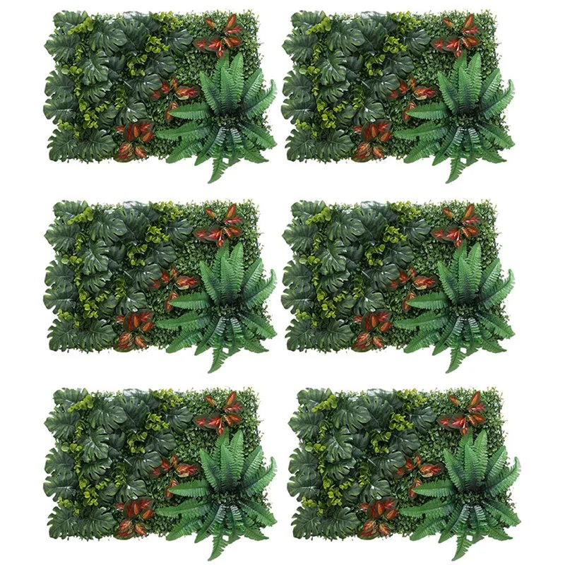 

6X Artificial Grass DIY Miniature Lawn, Garden Ornament, Red Leaves