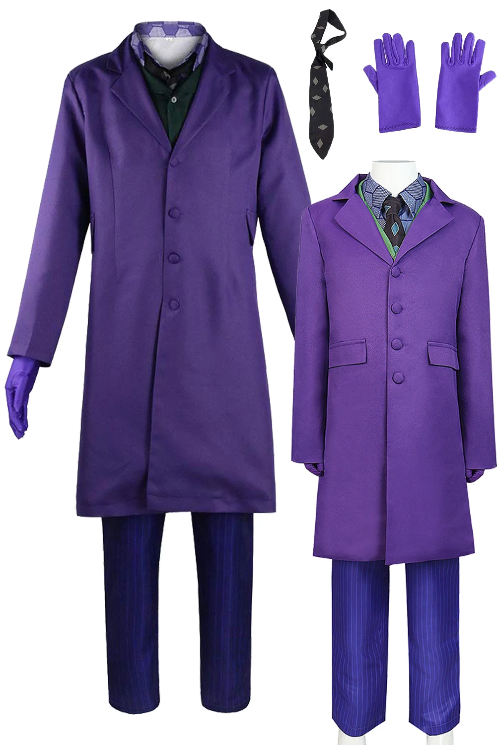 

Joker Cosplay Fantasia Movie Dark Knight Super Villain Disguise Costume Purple Adult Men Kid Boy Fantasy Outfits Halloween Cloth