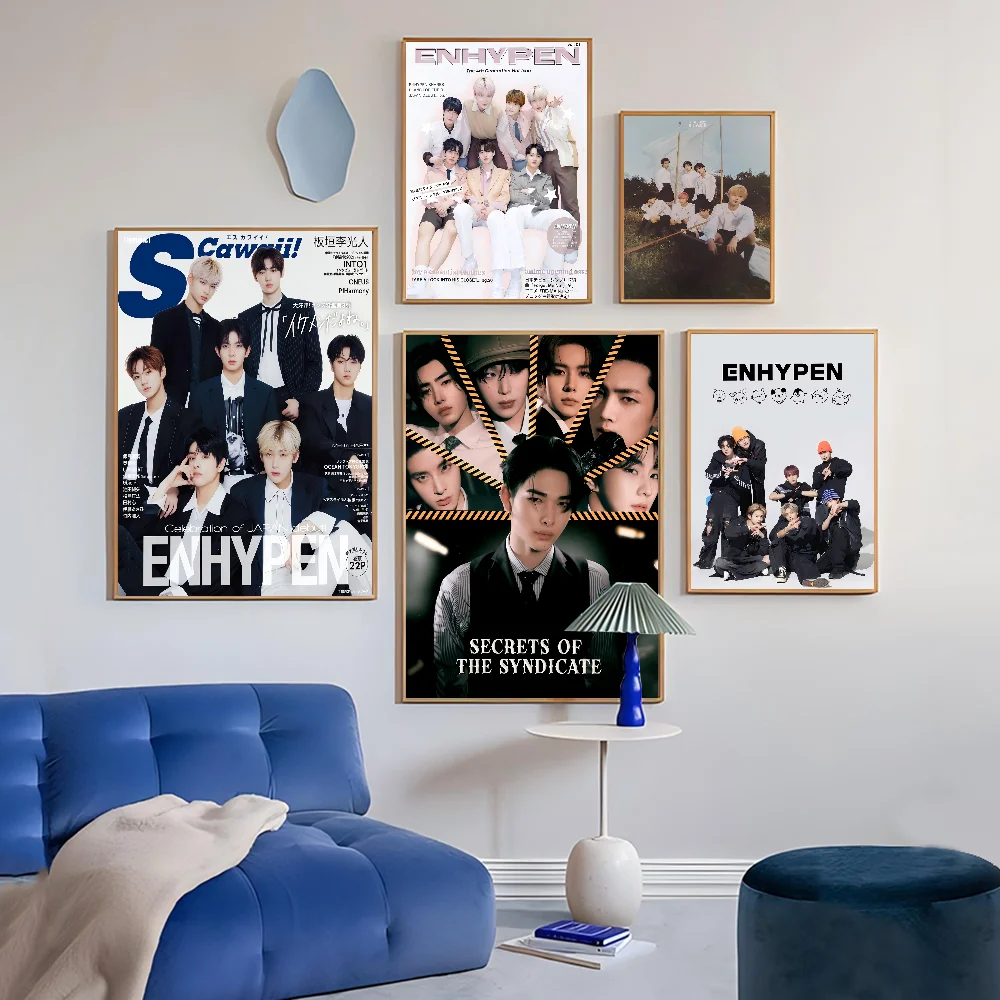Kpop E-ENHYPENS классический аниме постер водостойкая бумажная наклейка кофейня бар