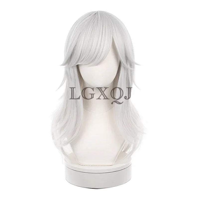 Cyno Косплей Genshin Impact Sumeru Парик 60 см Длинные Серебристо-Белые Термостойкие Волосы