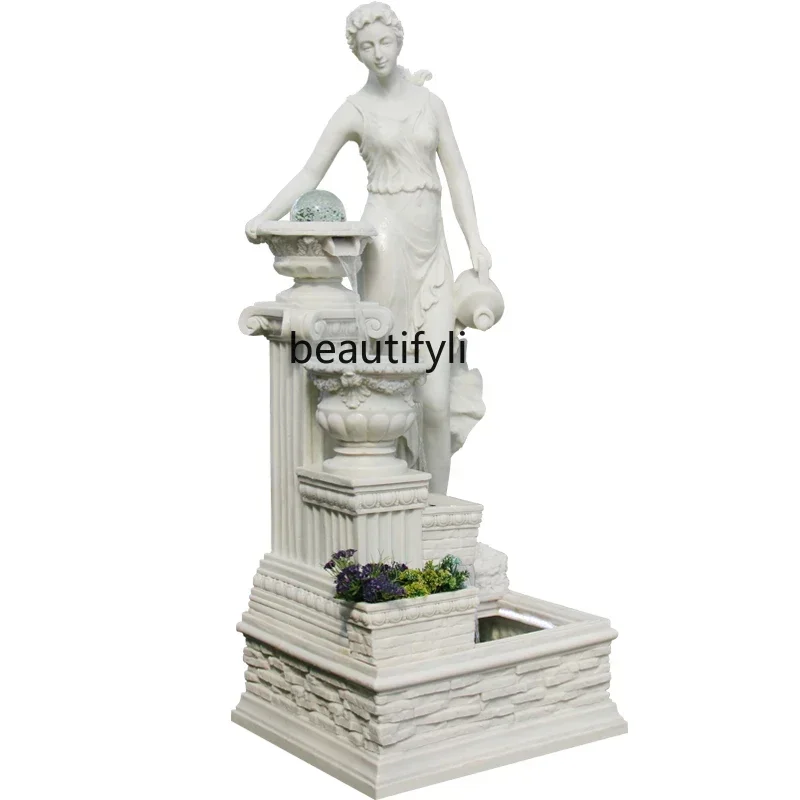 lt Красивая женщина скульптура Европейский фонтан для воды двор сад клуб рыбный