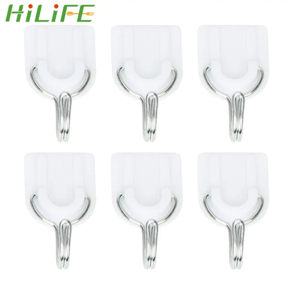 

Настенный пластиковый крючок HILIFE, 6 шт./компл., дверная клейкая вешалка, держатель для кухни, ванной, прочный клейкий крючок из нержавеющей ст...