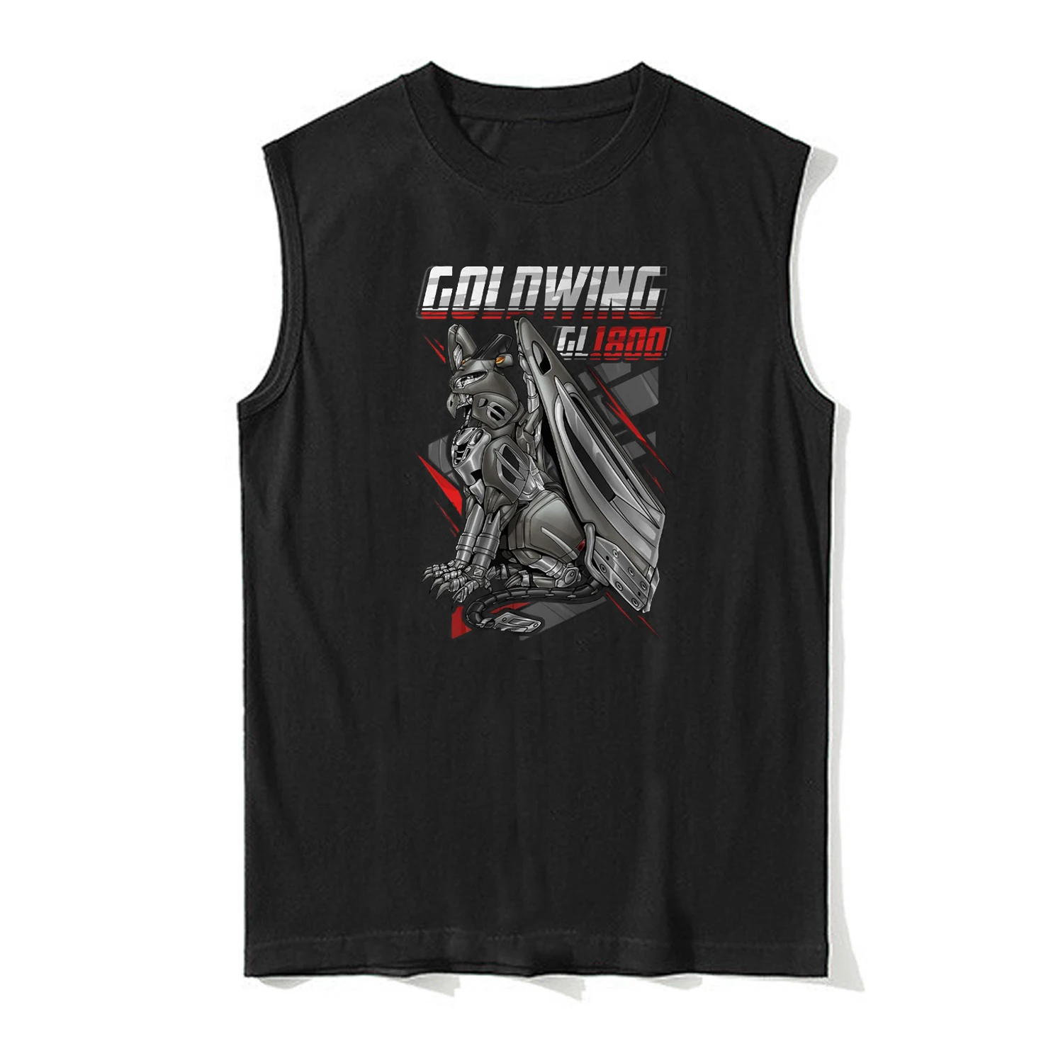 Фото Классическая японская мотоциклетная майка GL1800 Gold Wing Griffin Inspired Tanktop, 100% хлопок, с круглым вырезом, повседневная мужская футболка без рукавов №3