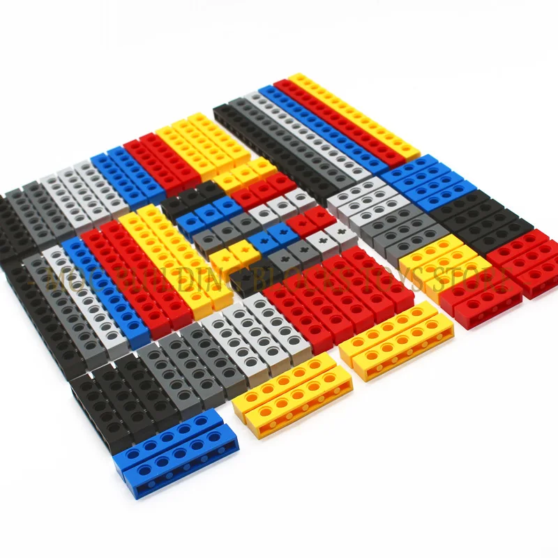 Фото Технические строительные блоки, детали, Объемные Толстые блоки MOC, 6 цветов, комбинированные аксессуары, шипованные длинные лучи, робот, детс... №3