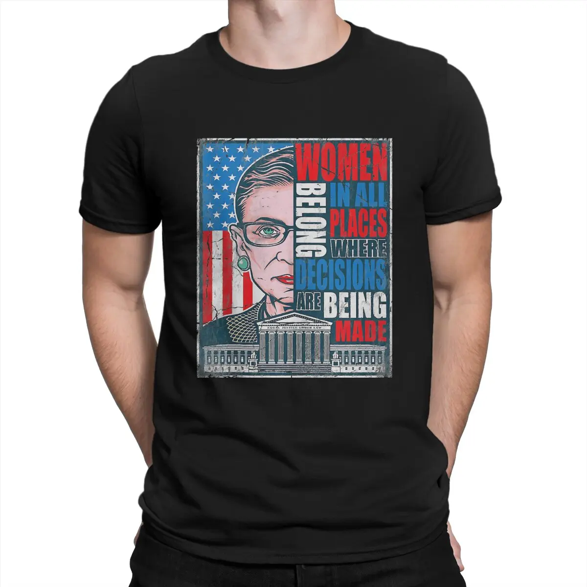 

Men T-Shirt Ruth Bader Ginsburg RBG Women Belong In All Places Political Casual Cotton Tees Short Sleeve Ruth T Shirts