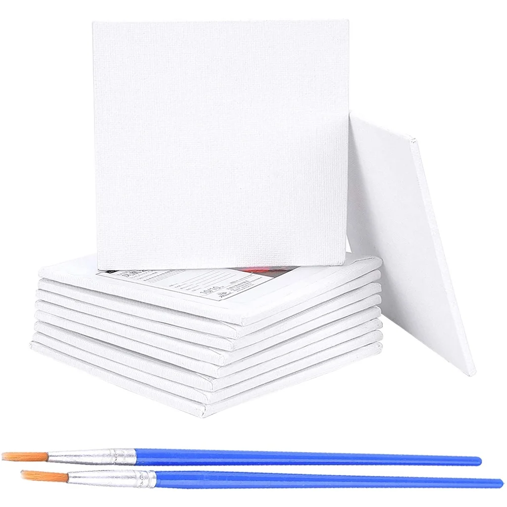 

18 Pcs Painting Drawing Kits Including 12 Pcs Mini Canvas Frame 6 Pcs Brush Pen for Craft Painting Display