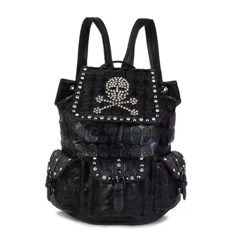 Annmouler Designer Women Backpack Punk Style Daypack Skeleton Luxury Stub Female Backpacks Steam Punk School Bag for Girls