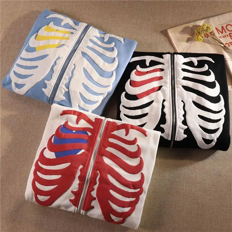 Толстовка с капюшоном на молнии для мужчин и женщин свитшот в готическом стиле