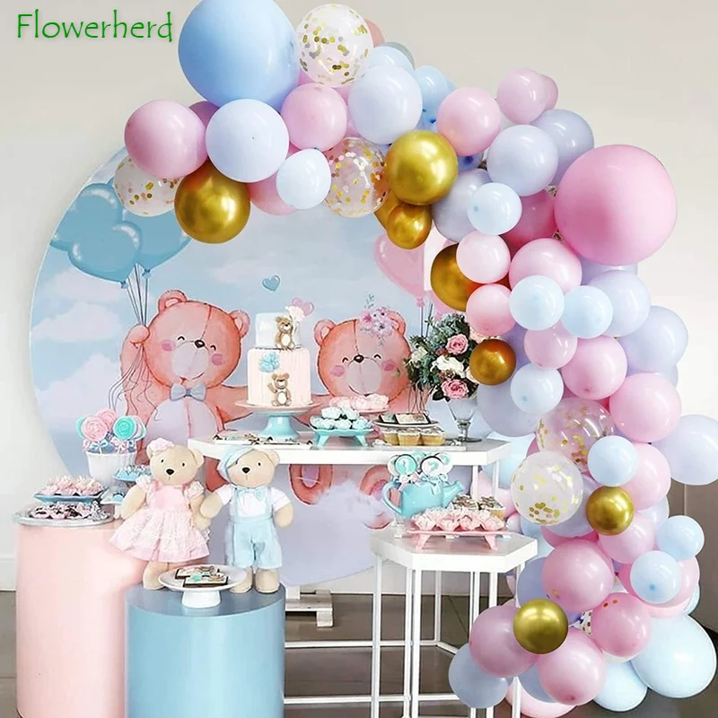 

127Pcs Macaron Pastel Pink Blue Balloon Arch Garland Kit Confetti Balloons Birthday Baby Shower Gender Reveal Party Decorations