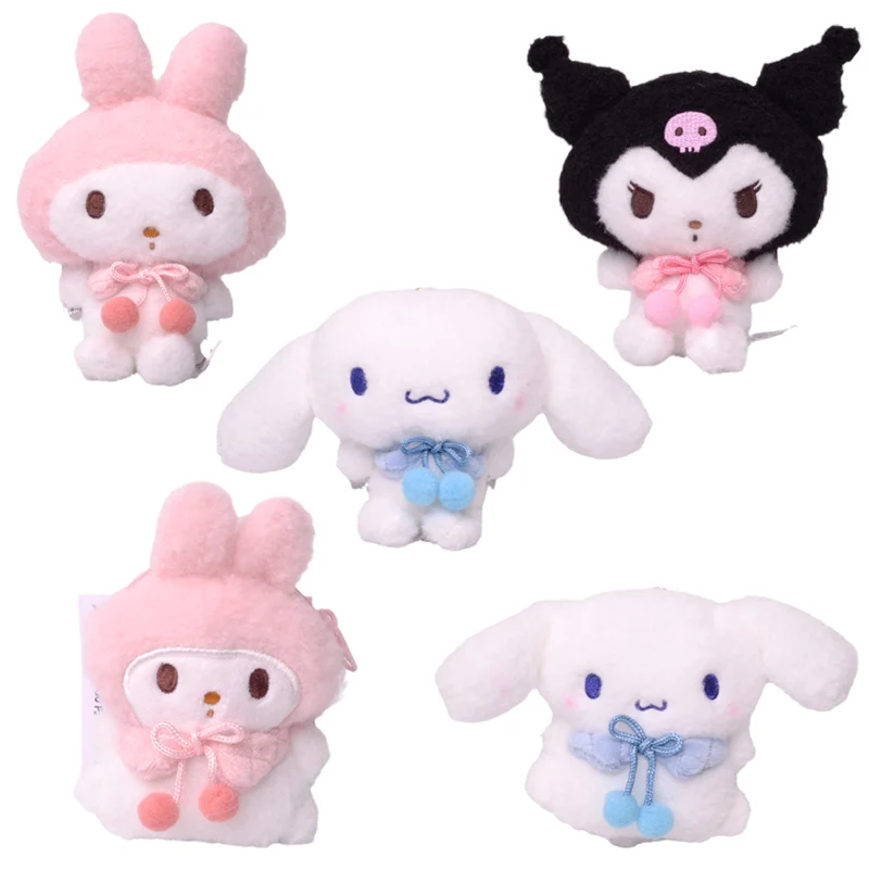 

Cartoon Kawaii My Melody Kuromi Cinnamoroll Plush Toy Keychain Cute Animals Stuffed Plushie Dolls Coin Purse Portable Wallet