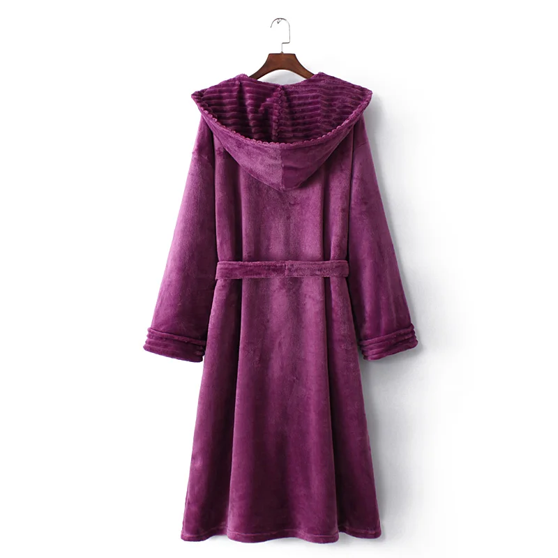 Sleepwear For Women Men Thermal Flannel Robe Long Hooded Warm Bathrobe Lovers Thick Kimono Bath Robe Male Dressing Gown Robes