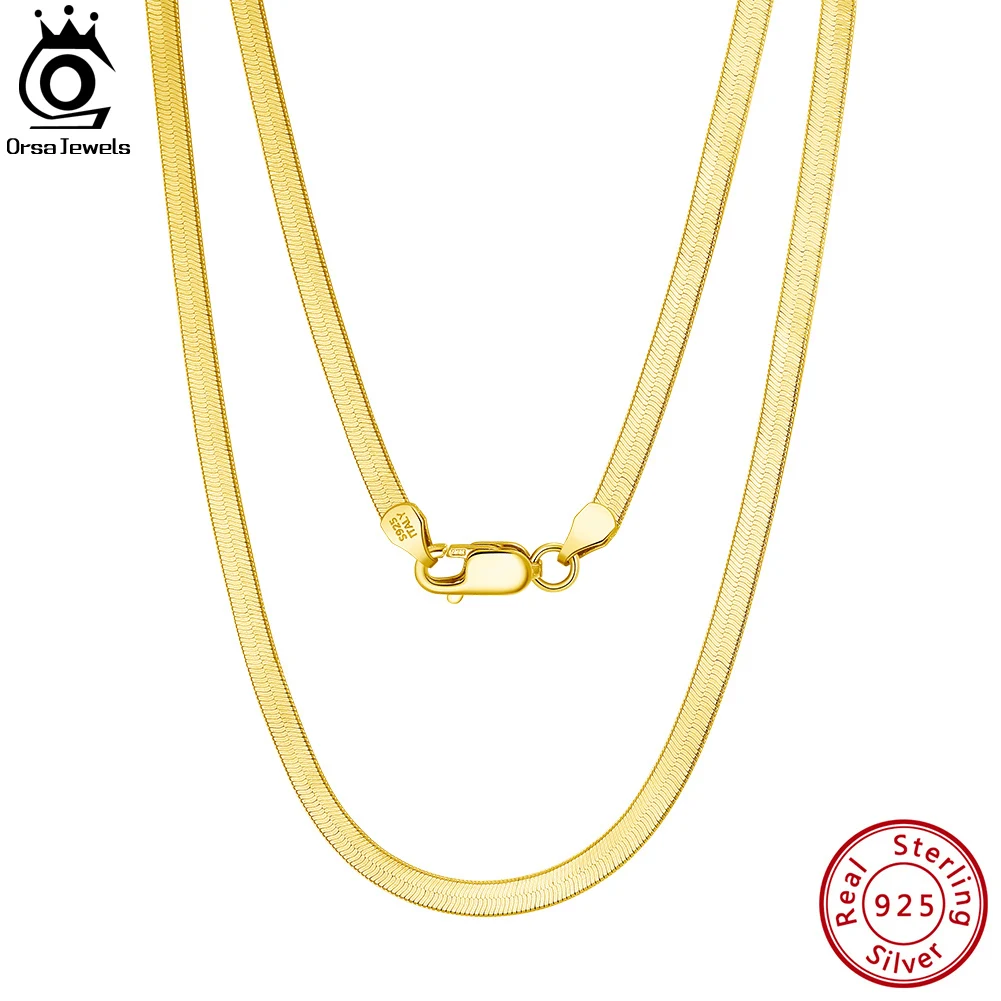 ORSA JEWELS ширина 3 мм 925 Серебряная плоская цепочка под змею ожерелье итальянская