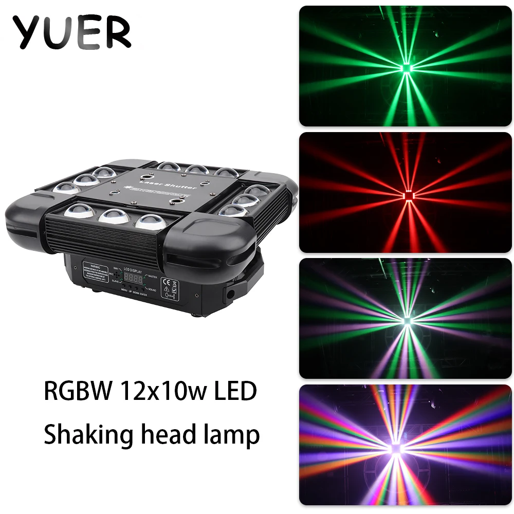 

LED RGBW 12x10W 4IN1 Laser Light Beads Moving Head Strobe Stage Lights For Disco DJ Club Home Party Bar Dance Lamp Equipment