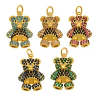 colorful zirconia mechanical bear animal pendant for necklace %ef%bc%86 bracelet earrings women choker jewelry making cz accessories diy