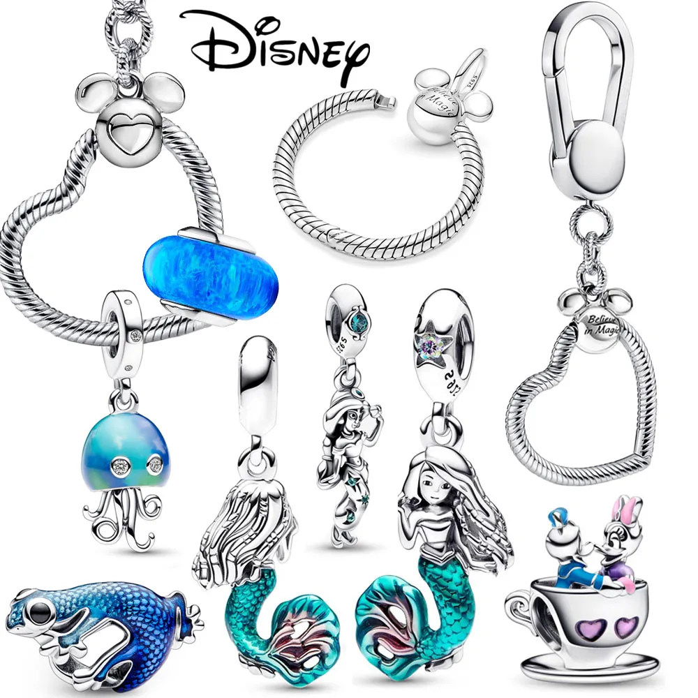 

2022 Disney New Arrival 925 Sterling Silver Micky Heart Key Ring fit Pandora Charms Bracelet & Bangle