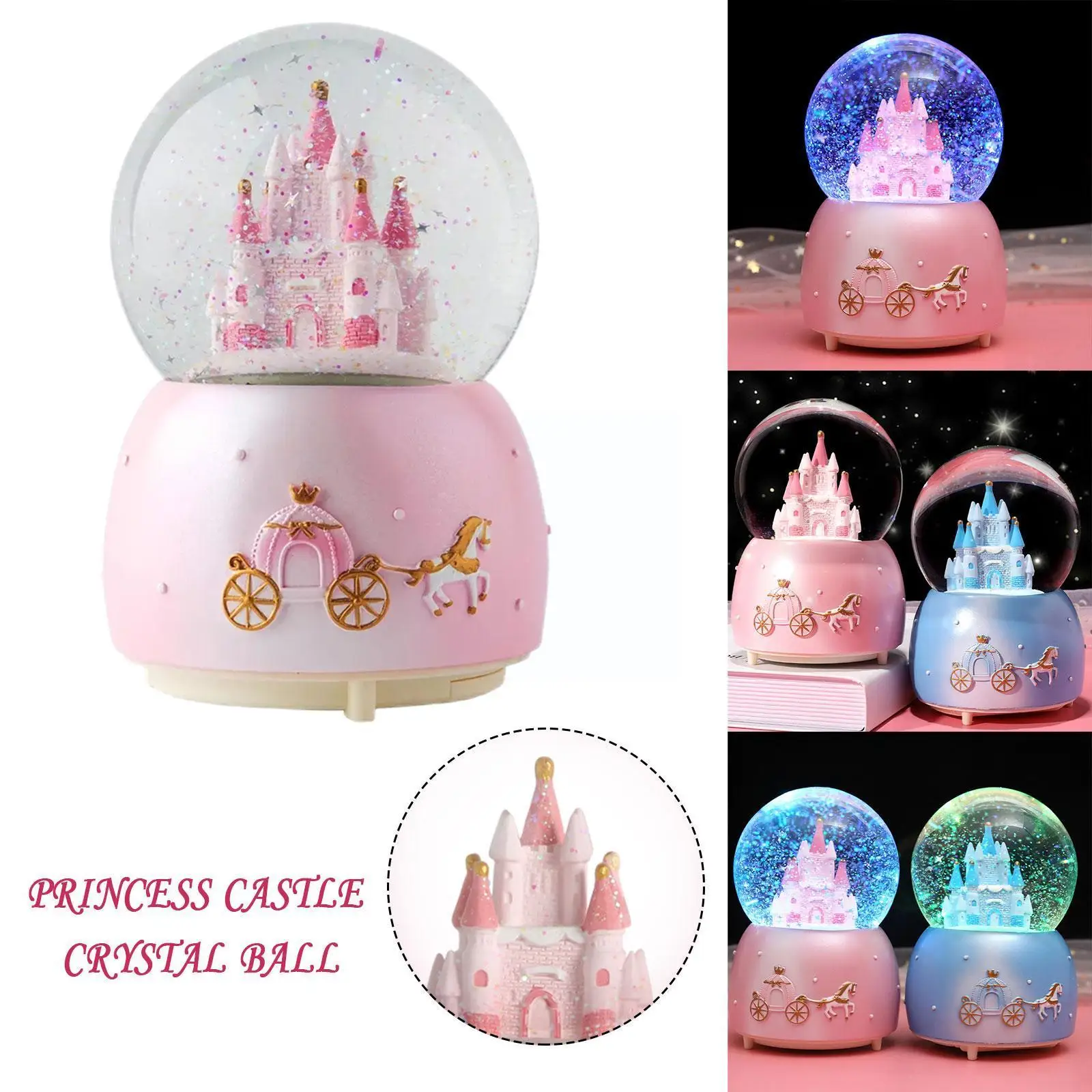 

Fairy Tale Princess Castle Crystal Ball Music Box Statue Party Gift With Valentine's Kids Girl Children Snowflake Birthday T7k0