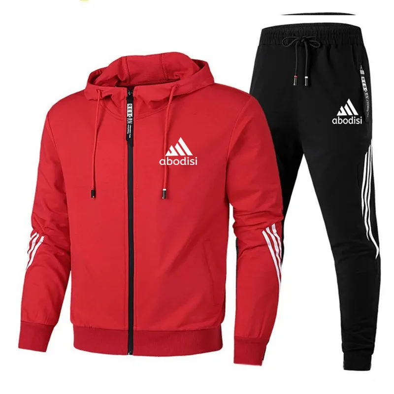 

Ropa Deportiva informal para hombre, conjunto de Sudadera con capucha y pantalones con cremallera, 2023