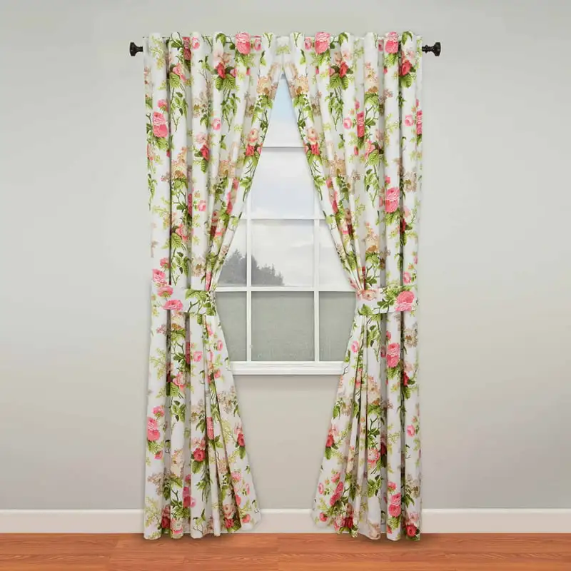 

Chic Floral Rod Pocket 100.0" x 84.0" Room Darkening Curtain Set - Adds a Touch of Glamour to Your Space.