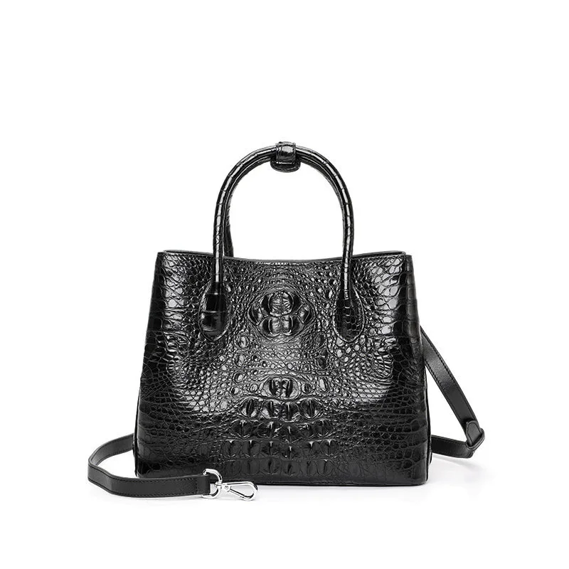 

Luxury Siamese Crocodile Skin Messenger Bag For Women Genuine Leather Large Capacity Tote Handbag Women's Fashion Crossbody Bag