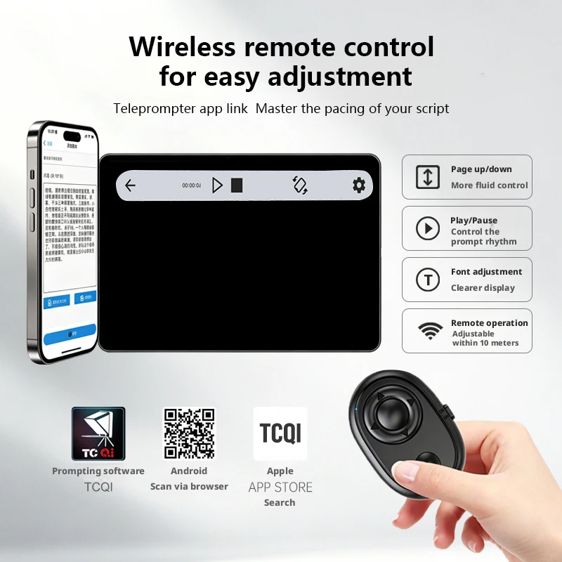 Фото Портативный телесуфлер LENSGO TC12P с большим экраном 14,5 дюймов для камеры, телефона, iPad, для прямых трансляций, выступлений, видеоблогов №5