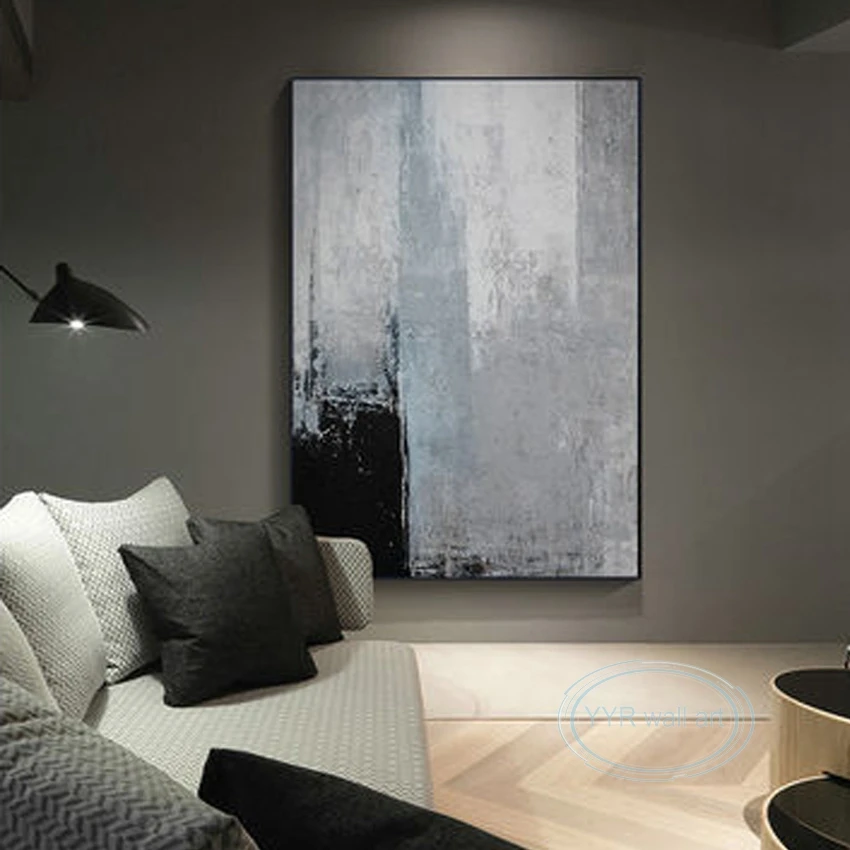 

Винтажная картина маслом ручной работы, абстрактная Настенная картина, холст, плакат, Современная Минималистичная серая Эстетическая росп...