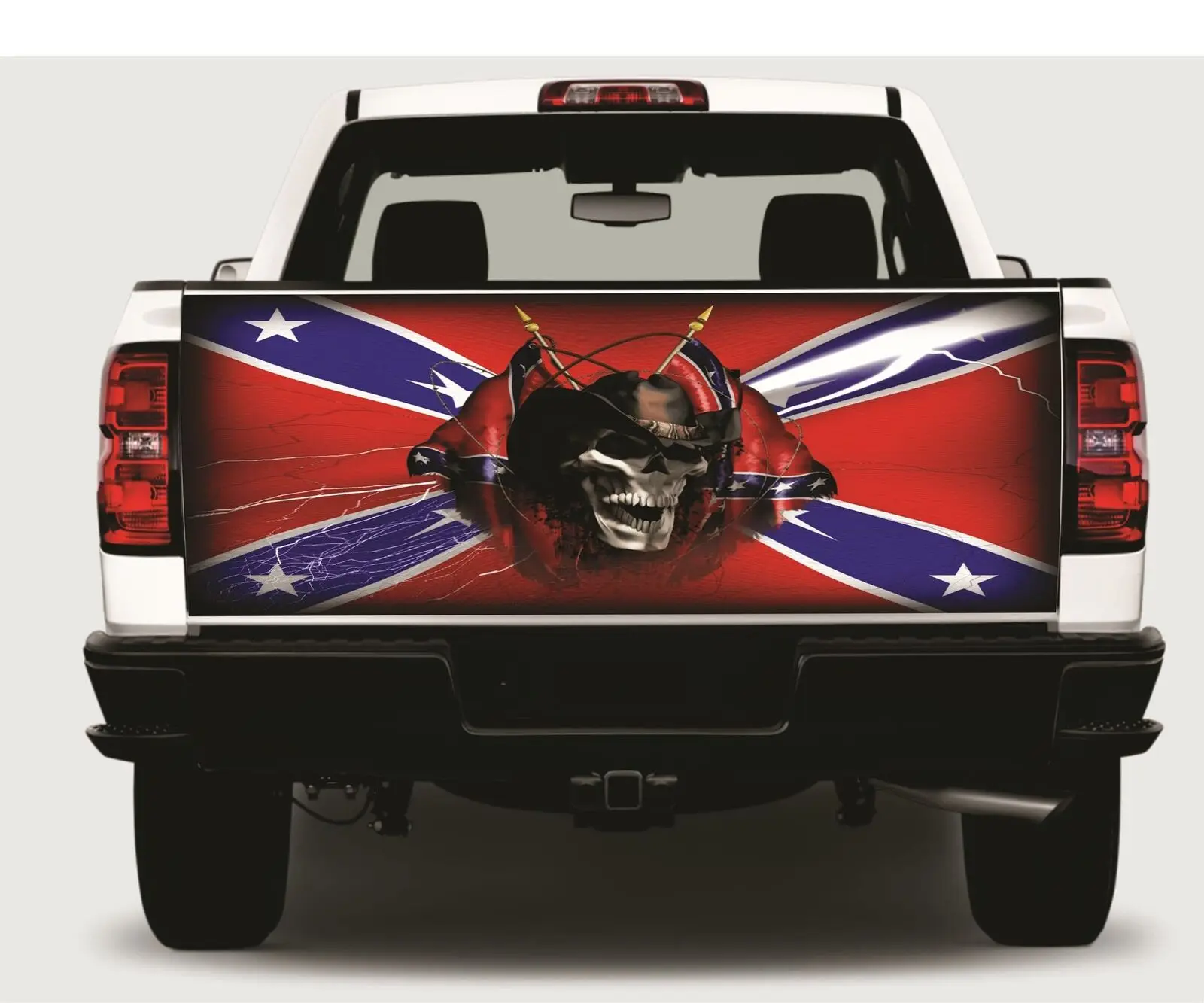 

AMERICAN FLAG SKULL Tailgate Wrap Vinyl Graphic Decal Sticker Wrap Car Truck