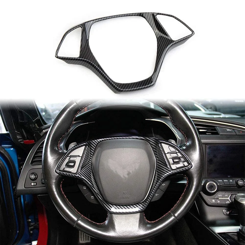

Steering Wheel Cover Molding Trim for Chevrolet Corvette C7 2014 2015 2016 2017 2018 2019 Accessories ABS Carbon Fiber