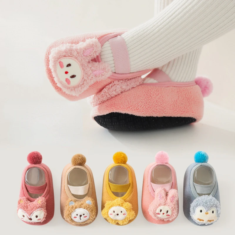 

Cartoon Animal Baby Sock Shoes Winter Warm Toddler First Walkers Indoor Kids Anti-slip Floor Socks Newborn Infant Crib Shoes