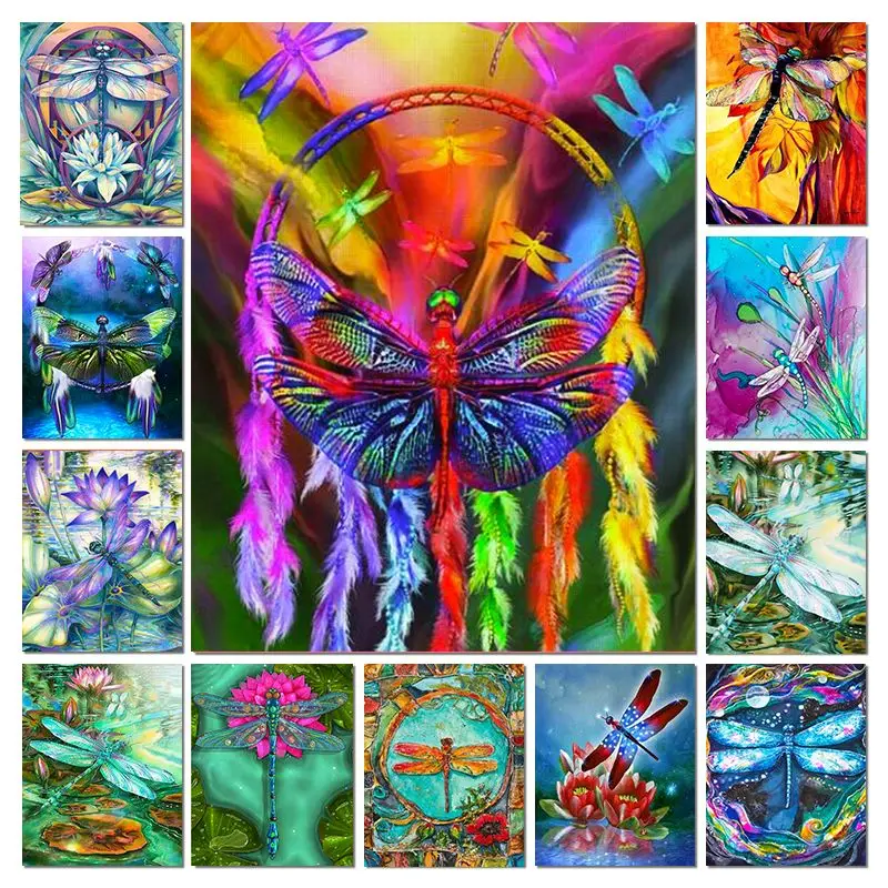 

GATYZTORY Picture By Number Dragonfly Animals Kits Diy Painting By Numbers For Adults Kids Drawing On Canvas Handicrafts Home De