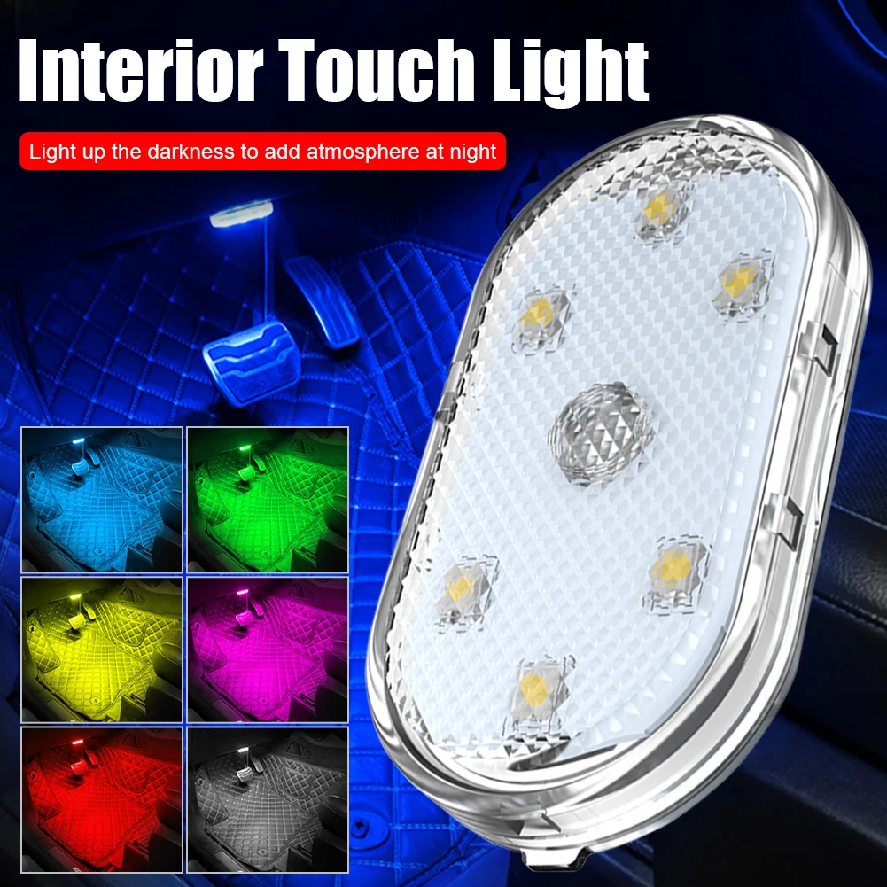 

Car LED Wireless Touch Light with Magnet Interior Light USB Rechargeable Ceiling Reading Light for Door Foot Trunk Storage Box