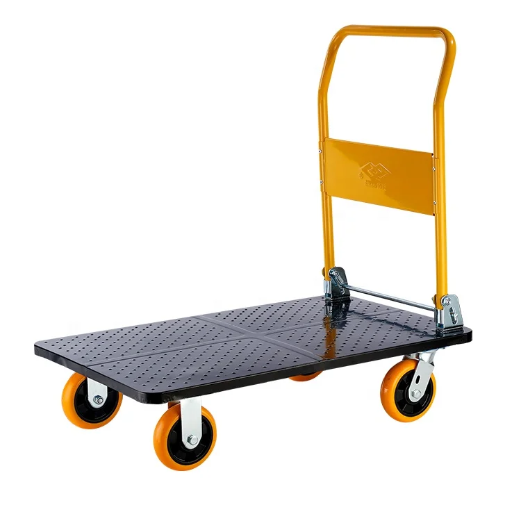 

700kgs heavy duty steel platform hand truck 1543LBS metal flat dolly carrinho celular four-wheel folding push cart trolley