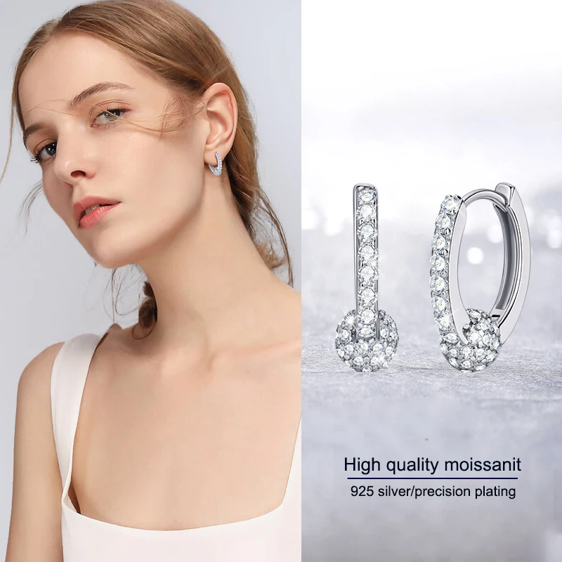 

Kirin Palace Silver 925 Moissanite Hoops Earrings D Color Round Diamond Small Earring 2023 Trend Accessories Jewelry for Women