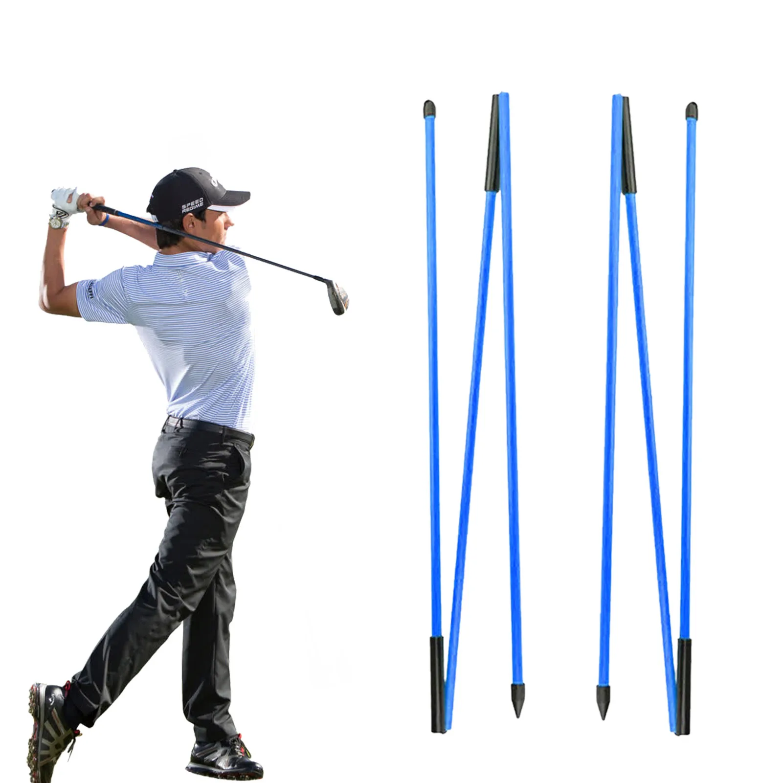 

Golf Sticks Alignment Aid Posture Corrector Golf Training aid Golf Alignment Rods 2 Pack for Aiming Putting Full Swing Trainer