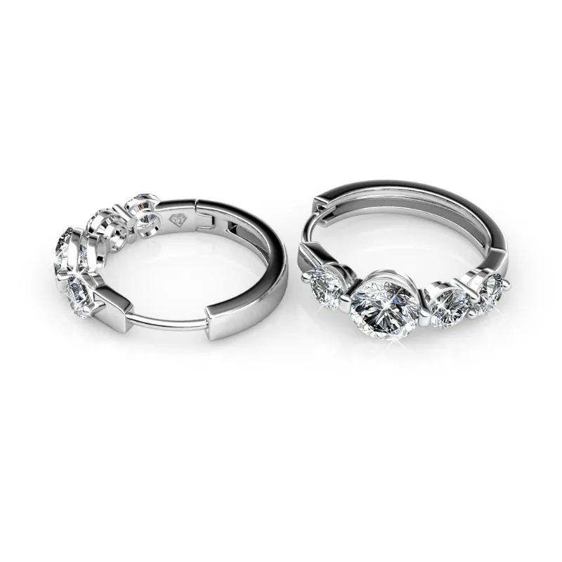 Фото Daisini Искрящие серьги-кольца, украшенные кристаллами премиум-класса от Swarovski, классические модные женские украшения, подарки на вечеринку №4