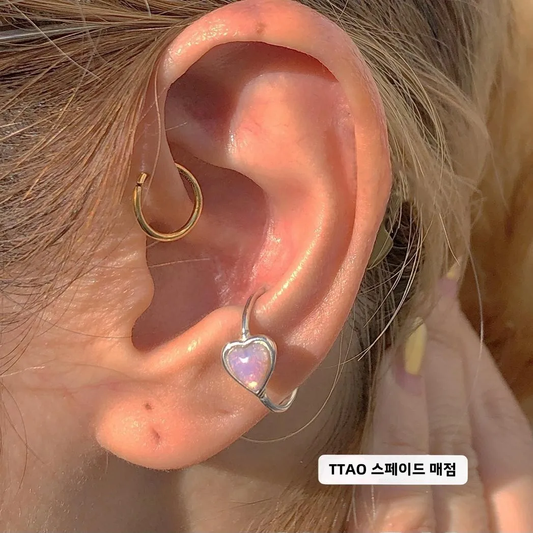 Ttao X Sweet Cool Sle .2 Толстое бесшовное кольцо Все тело S925 Серебряный опал Любовь