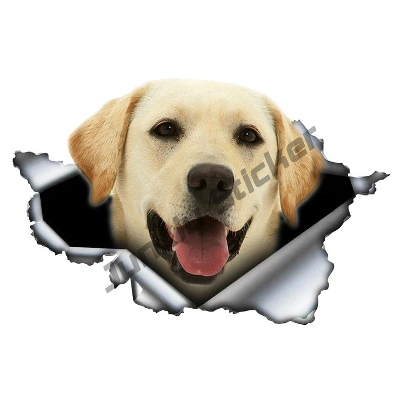 

Pet Dog Labrador Retriever 3D Torn Car Sticker Original Design Vinyl Car Trunk Bumper Decor Custom Scratch-Proof Decal KK13x9cm