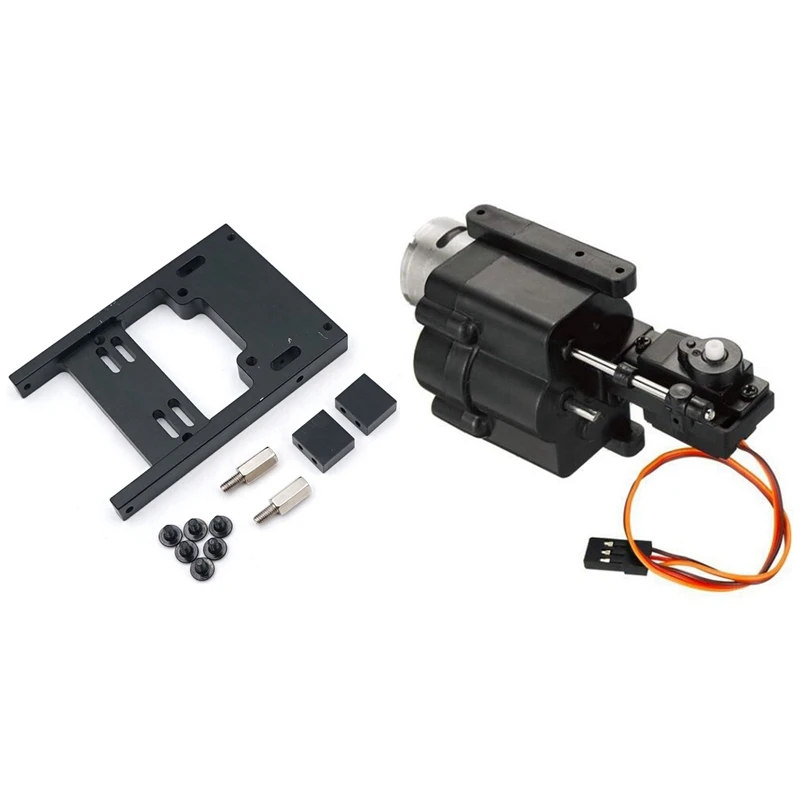 

2 Set RC Car Part: 1 Set Upgrade Steering Servo Fixed Mount Bracket & 1 Pcs Speed Change Gear Box