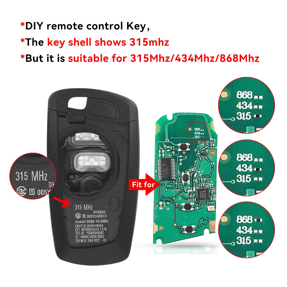 KEYYOU Fernbedienung Auto Schlüssel Für BMW F 3 5 7 Serie X5 X6 F20 F22 F30 CAS4 CAS4 + FEM BDC 315 434 868 Mhz Mit ID49 PCF7945P Chip – Detail 4