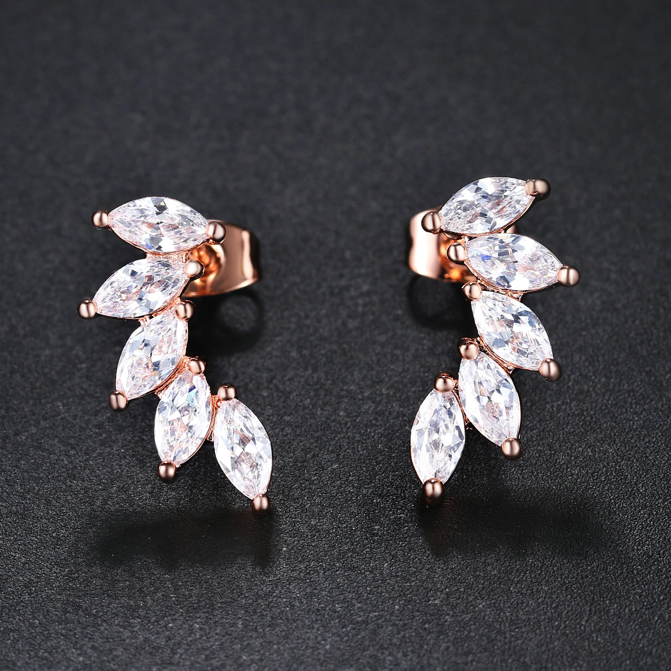

Shining Delicate Crystal Stud Earrings for Women Wings Style AAA+ Cubic Zirconia Yellow Gold Color Fahsion jewelry Accessories