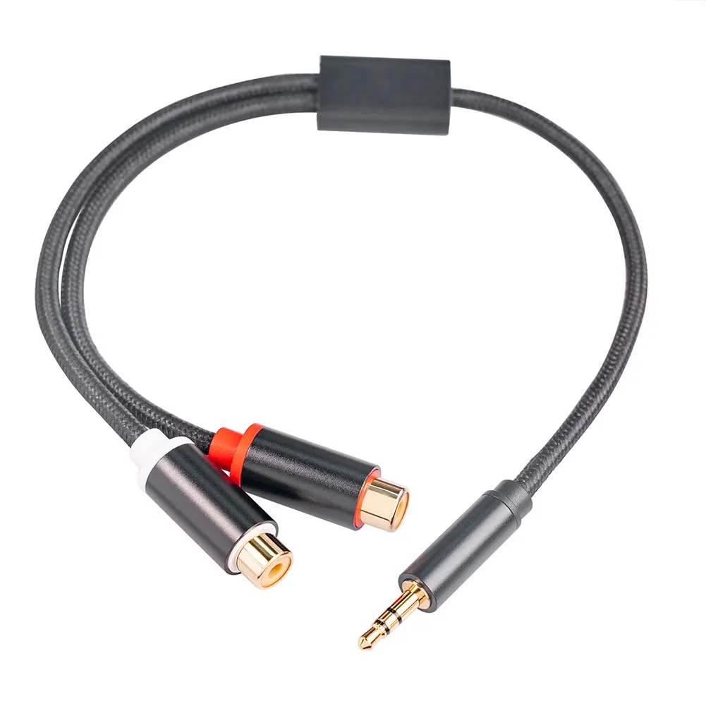 Аудио кабель со штекером 3 5 мм на гнездо 2RCA стерео AUX Y-образный адаптер сплиттер 0