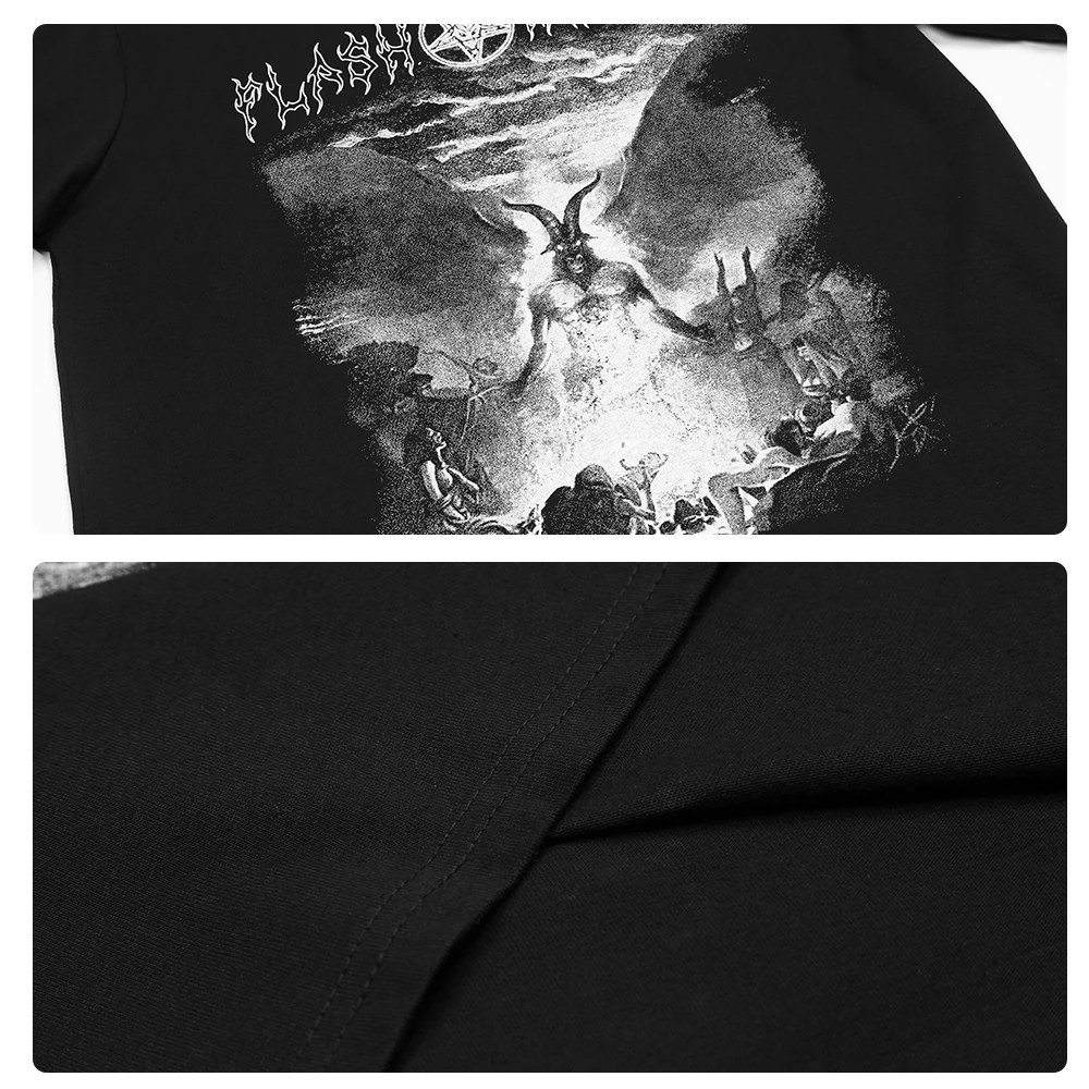 Мужская хлопковая футболка LockTheIdea в стиле Харадзюку с принтом демонов готическом