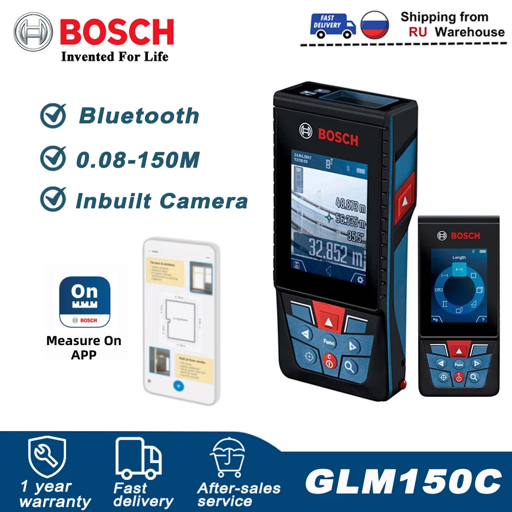 

Bosch Professional Laser Rangefinder GLM150C Bluetooth 150M Infrared Digital Laser Meter Measuring Room Ruler Range FinderTools