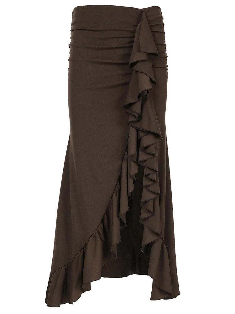 Женская винтажная длинная юбка Weekeep однотонная Осенняя трикотажная составного