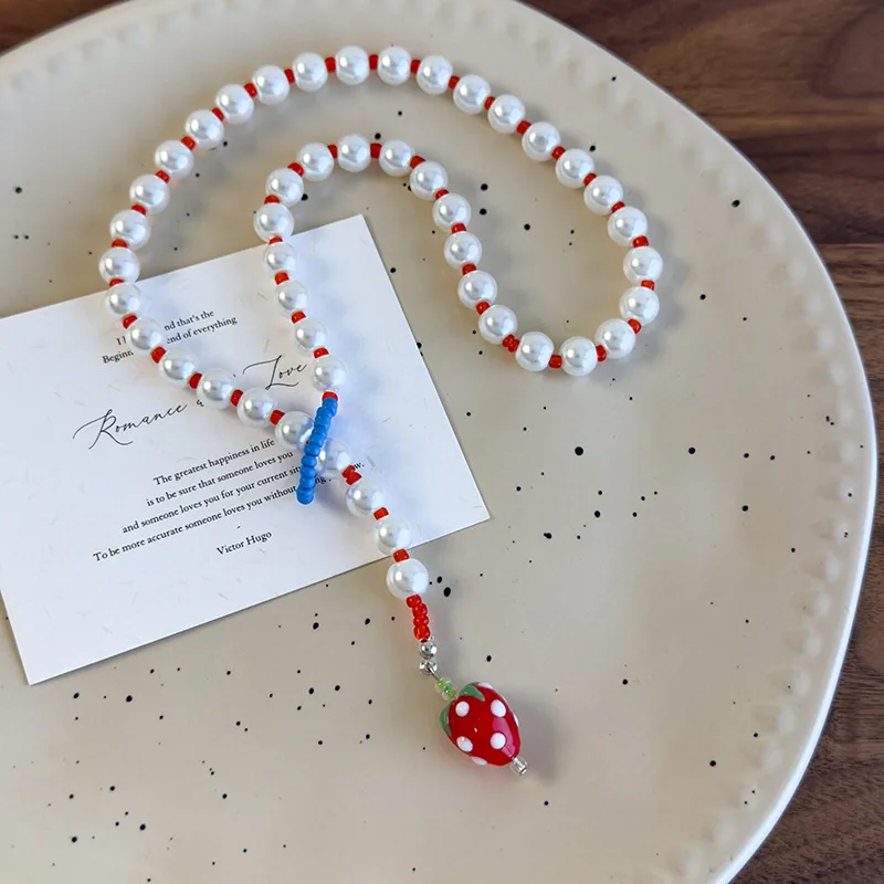 Minar забавные красные смоляные стеклянные бусины с клубникой и фруктами имитация