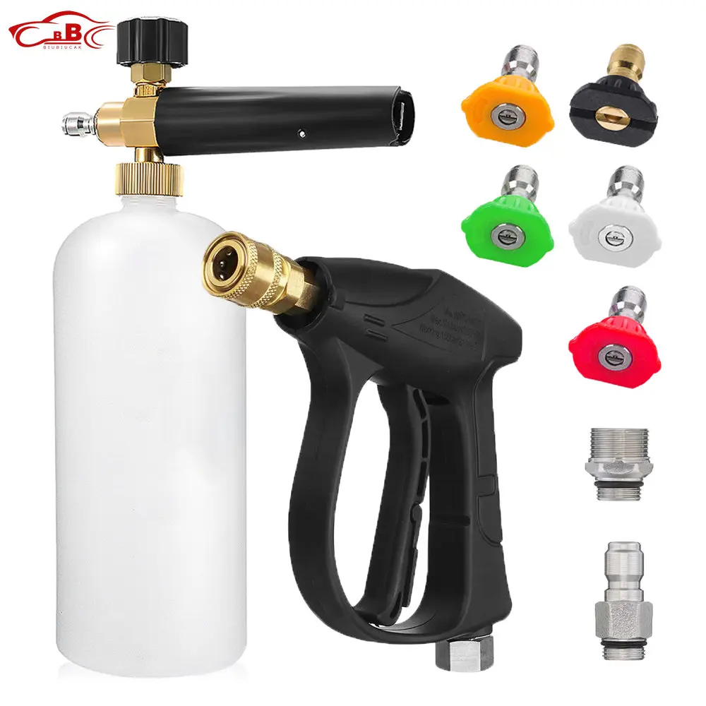 

1L 200Bar M22-14 3/8 Snow Foam Gun With 3/8" Quick Release Inlet Foam Lance Car Washer Pressure Washer Gun Soap Lance Sprayer