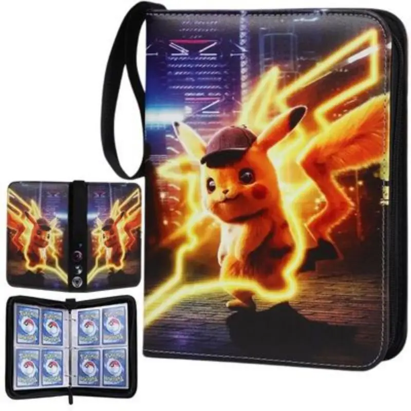 

Pokemon Pikachu Game 400 Capacity Cards Holder Album Hard Case Card Anime Ziper Collection Holder VMAX GX Cool Gift Toy for Kids