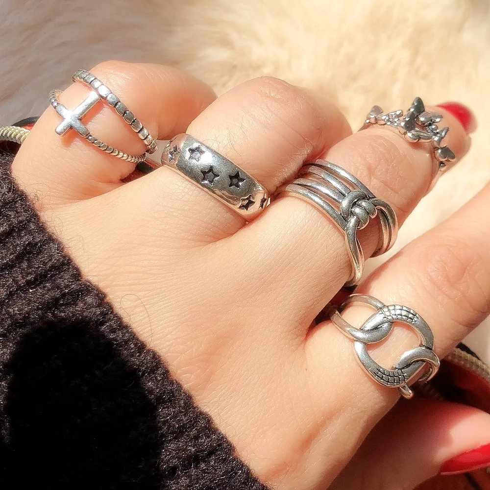

Unisex Classic Open Ring Silver Geometric Girls Simple Finger Rings 2022 Trend Party Jewelry