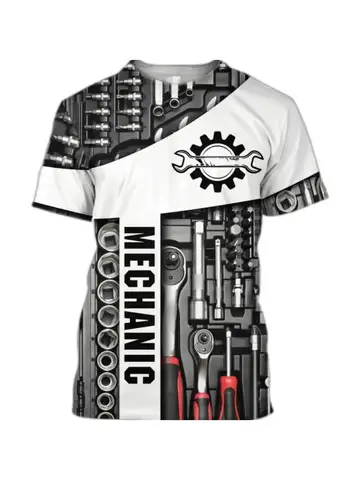 Модная футболка, летняя одежда, персонализированная футболка с 3d принтом «механик», уличная повседневная спортивная одежда для косплея