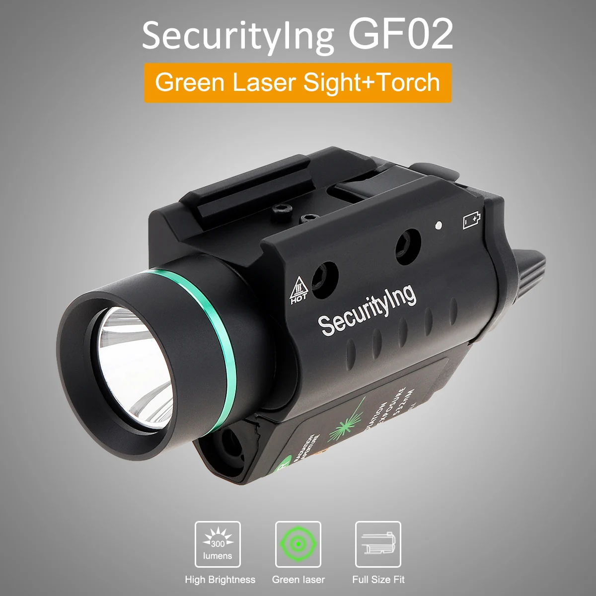 Светильник для Пикатинни SecurityIng 300 люмен зеленый лазер прицел пистолета